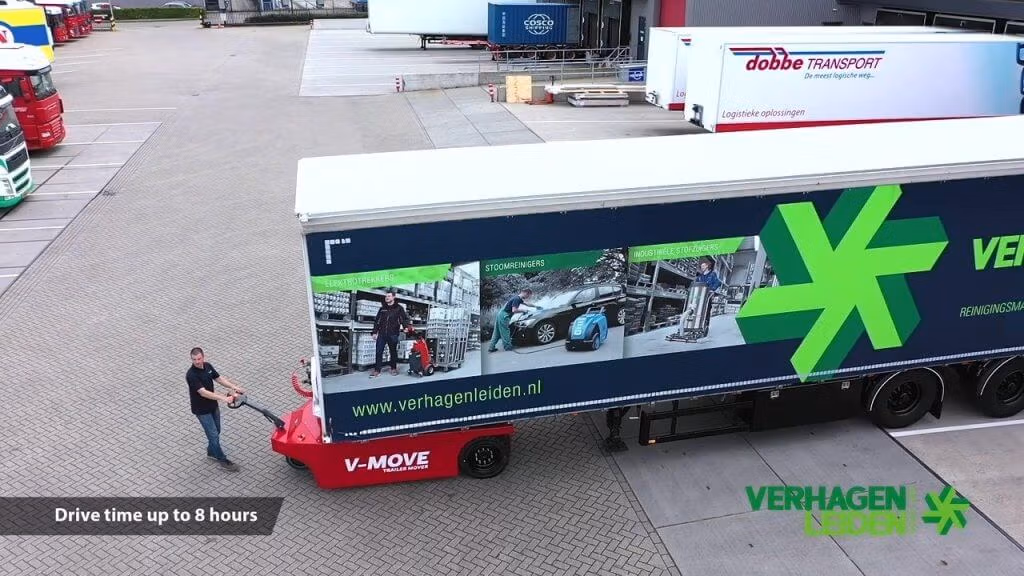 V-move 40t semi trailermover moving semi trailer. Also a battery-powered terminal tractor tug | Xerowaste.ca
