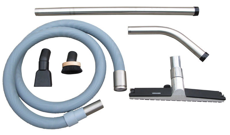 Xerowaste | Verhagen Leiden Comzu Industrial battery-powered vacuum cleaner included accessory package.